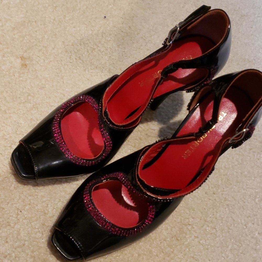 Tracy Porter patent fancies with rubies trim